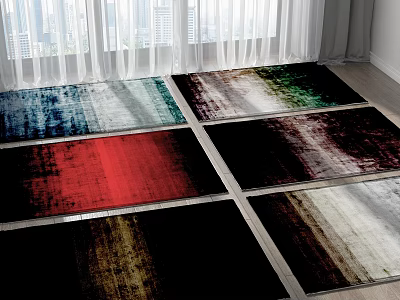 Colorful Square Rugs With Gradient Color Patterns For Modern Living Room Floor Decor 3d model