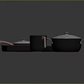 Practical Kitchen Cookware Set With Pink Handles Black Bodies And Transparent Lids