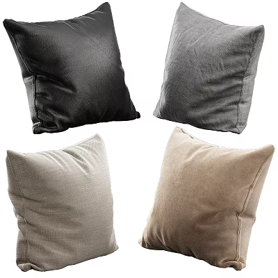 Cozy Decorative Pillows in Black Gray Light Gray and Brown Soft Fabric 3d model