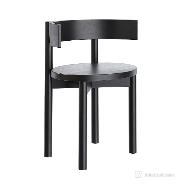 Black Wooden Single Chair With Modern Minimalist Design And Sturdy Legs 3d model 
