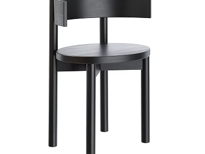 Black Wooden Single Chair With Modern Minimalist Design And Sturdy Legs 3d model