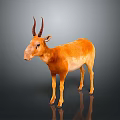Orange Antelope With Curved Horns Standing On Dark Surface Showing Reflection 3d model