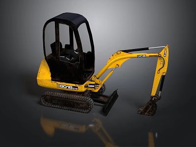 Yellow SANY 5018 Small Excavator With Black Cab And Crawler Tracks 3d model