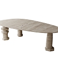 Stone Oval Dining Table 3d model