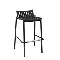 Modern Black Bar Stool With Woven Backrest And Sturdy Metal Frame Design