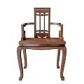 Traditional Chinese Style Wooden Armchairs With Carved Backrest And Armrest Design