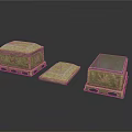 Golden Ornate Carved Boxes With Lids And Intricate Sculpted Patterns