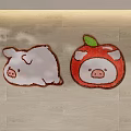 Cute Pig Shaped And Apple Pig Face Design Decorative Floor Carpets 3d model