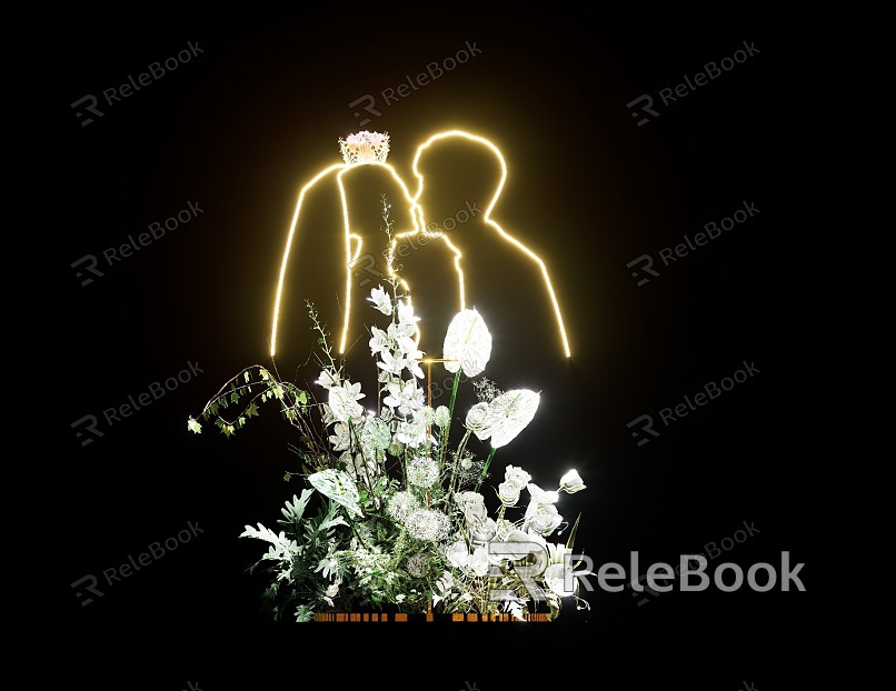 Wedding Auditorium Wedding Table Flower Rack Lovers Line Glow model