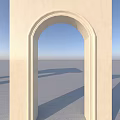 Elegant White Stone Arched Storefront Entrance with Columns and Classic Design Structure 3d model