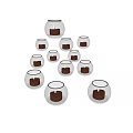 Multiple Round Transparent Glass Candle Lamps With Lit Candles For Decoration