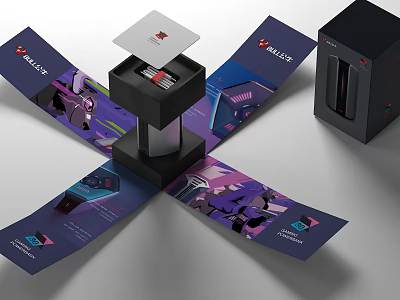 Modern mobile power open black mobile power packaging 3d model