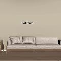 Poliform Modern Two Seater Sofa Beige Fabric Upholstered With Wooden Frame