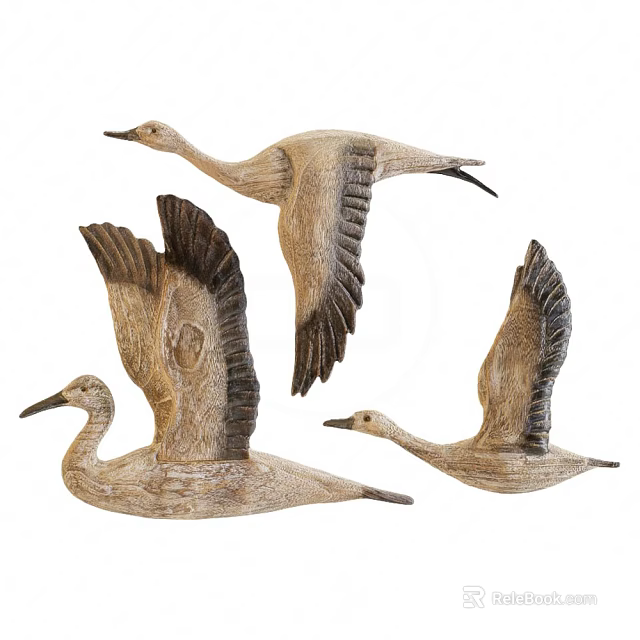 Wooden Bird Shaped Wall Decor In Flying Posture With Natural Texture 3d model 