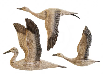 Wooden Bird Shaped Wall Decor In Flying Posture With Natural Texture 3d model