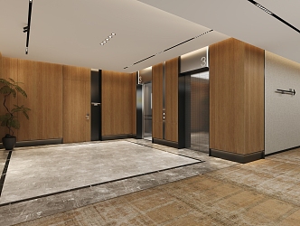 Hotel elevator hall aisle 3d model