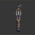 Futuristic Tactical Rifle With Red Laser Scope Brown Orange Color And Detailed Design