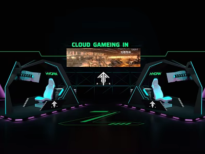 Cloud Gaming Setup With VR Headsets Gaming Screens And Neon Lights 3d model