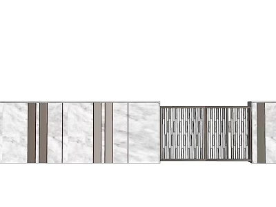 Modern Garden Wall Design With Marble Panels Vertical Stripes And Lattice Section 3d model