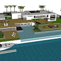 Luxury Modern Detached Villa With Palm Trees Swimming Pool Yacht And Terrace