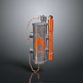 Military Weapon With Flame Logo Metal Body Chain And Orange Handle Design