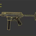 Black Tactical Submachine Gun with Rail System Grip Folding Stock and Modern Design