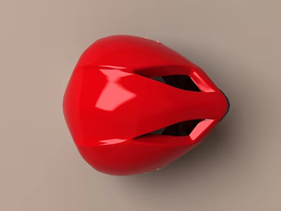 Red Bicycle Helmet with Smooth Glossy Surface and Ventilation Holes 3d model