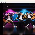 Men Dancing in Dynamic Poses at Dance Studio With Graffiti Wall and Neon Lights