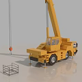 Yellow Mobile Crane With Extended Boom Truck Chassis And Metal Hook