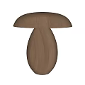 Wooden Modern Mushroom Shaped Table Lamp With Curved Shade And Rounded Body