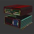Headphone Speaker Two Stacked Black Units Upper Indicator Lights Ports Lower Heat Vents Larger Size