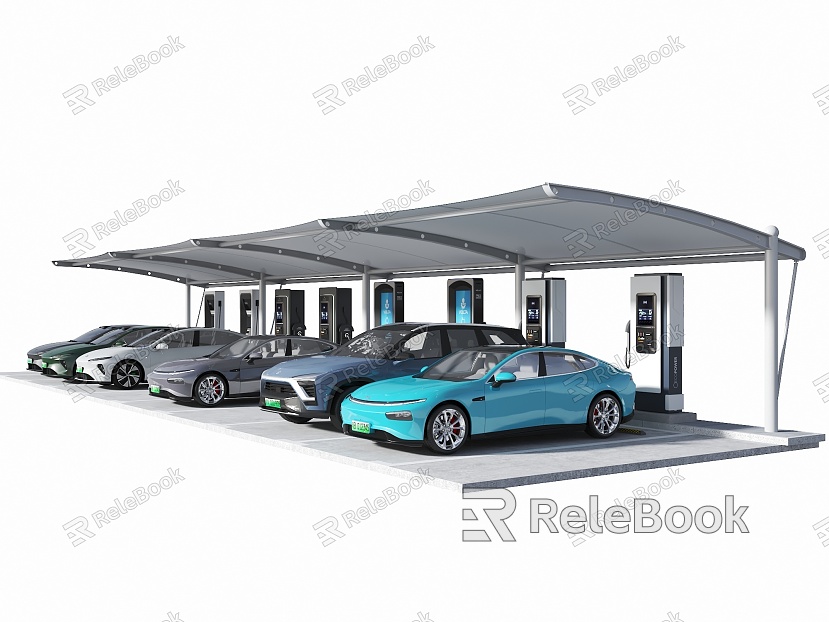 Outdoor parking lot parking shed tensioned film shed electric car new energy car Xiaomi car Weilai car Tesla car charging pile new energy model