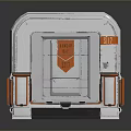 Silver And Orange Sci-Fi Gate With Number 3107 Steps Blue Lights And Modern Structure 3d model