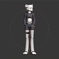 Anthropomorphic Bear Character 3D Model With White Fur Gray Outfit Shorts Long Socks And Sandals