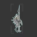 Blue Spiked Fantasy Weapon With Dragon Head Design And Red Eye