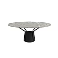 Modern Round Coffee Table With Marble Top And Black Metal Base 3d model