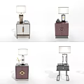 Stylish Bedside Tables With Various Designs Table Lamps And Decorative Details 3d model