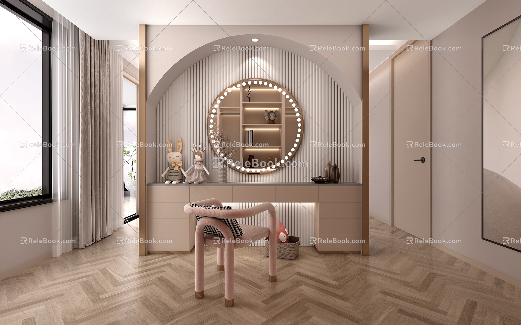 Modern Daughter Room Pink Dresser 3d model