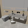 Modern Bathroom Cabinet With LED Mirror Marble Countertop And Storage Shelves