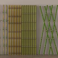 Natural Bamboo Screens With Vertical And Crossed Arrangements In Green And Yellow Tones