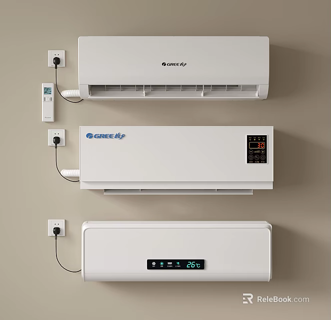 Gree Midea Air Conditioner Fan With Digital Temperature Display And Remote Control 3d model 