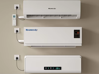 Gree Midea Air Conditioner Fan With Digital Temperature Display And Remote Control 3d model