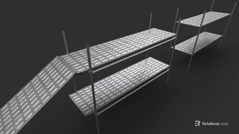 Garden Landscape Design With Metal Scaffolding Walkway And Platform Structures 3d model 