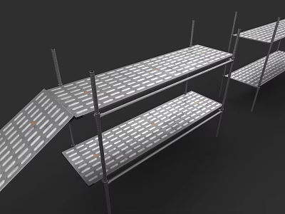 Garden Landscape Design With Metal Scaffolding Walkway And Platform Structures 3d model