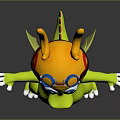 Cute Green Cartoon Dragon Toy With Goggles Yellow Belly And Outstretched Arms