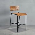 Modern Bar Stools With Wooden And Black Designs Different Backrest And Leg Structures 3d model