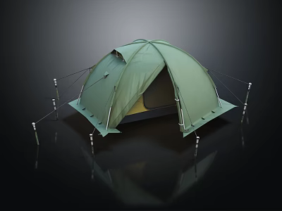 Green Outdoor Camping Tent With Durable Support Poles And Portable Design Structure 3d model
