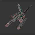 Futuristic Spacecraft With Sleek Green And Silver Design And Glowing Blue Lights