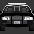 White And Gray Police Car With Roof Lights License Plate And Door Emblem