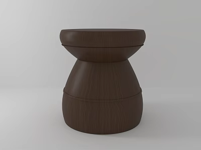 Modern Simple Wooden Side Table With Dark Brown Round Top And Unique Base 3d model